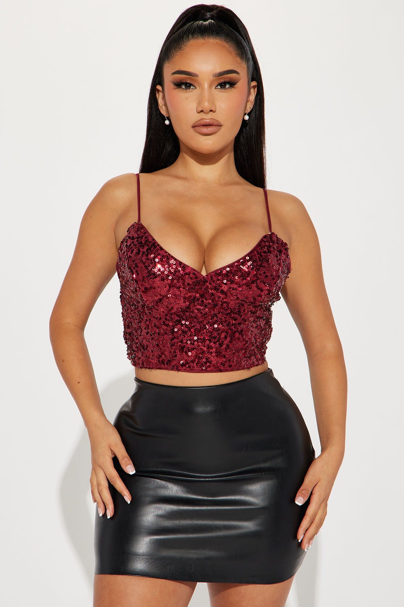 Isabel Sequin Top - Red sold by Fashion Nova