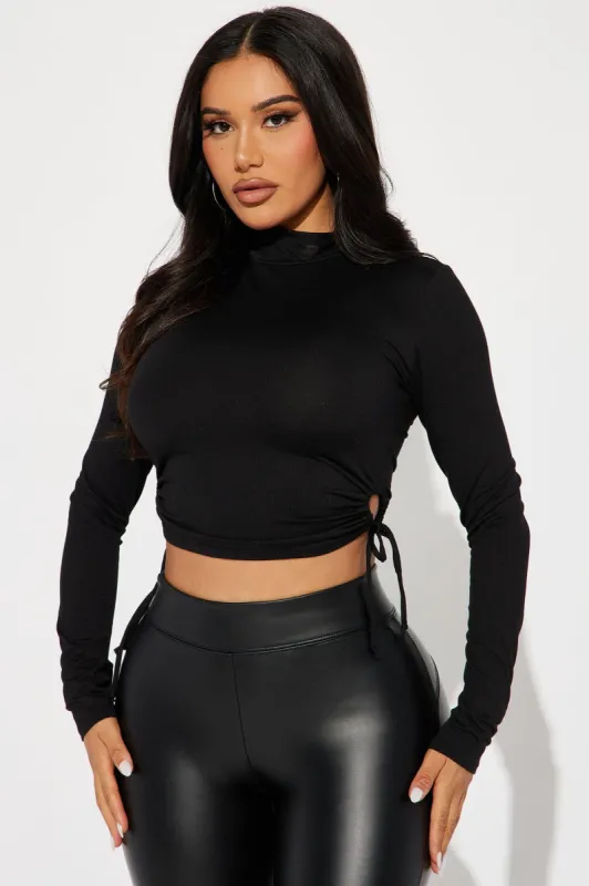 Katrina Ruched Top - Black sold by Fashion Nova