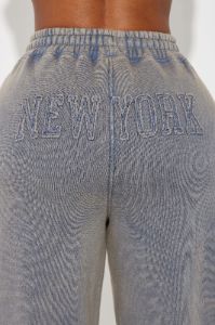 New York Hustle Washed Sweatpants - Grey/combo sold by Fashion Nova