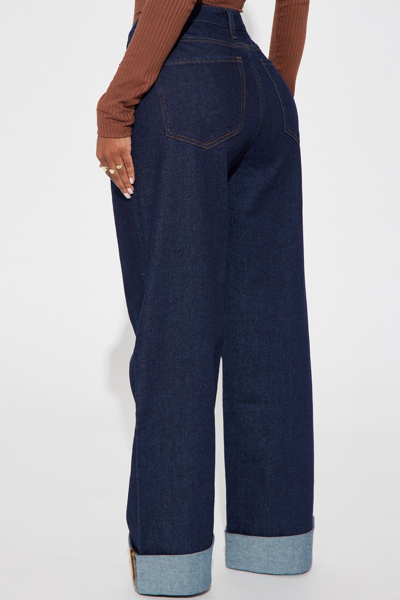 The Audacity Cuffed Wide Leg Jeans - Dark Wash sold by Fashion Nova product image thumbnail 3