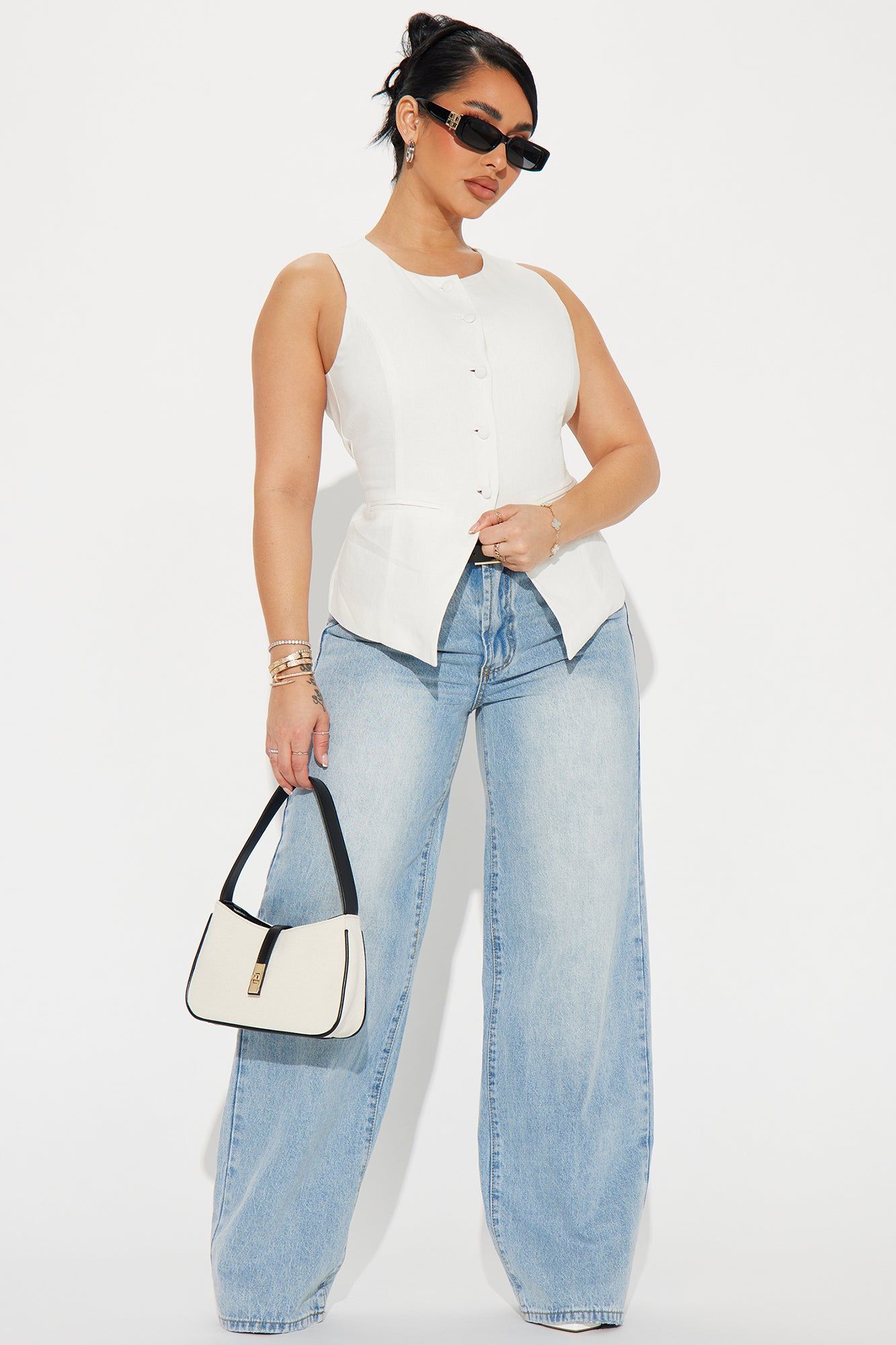 Charleston Linen Vest Top - Off White sold by Fashion Nova product image thumbnail 2