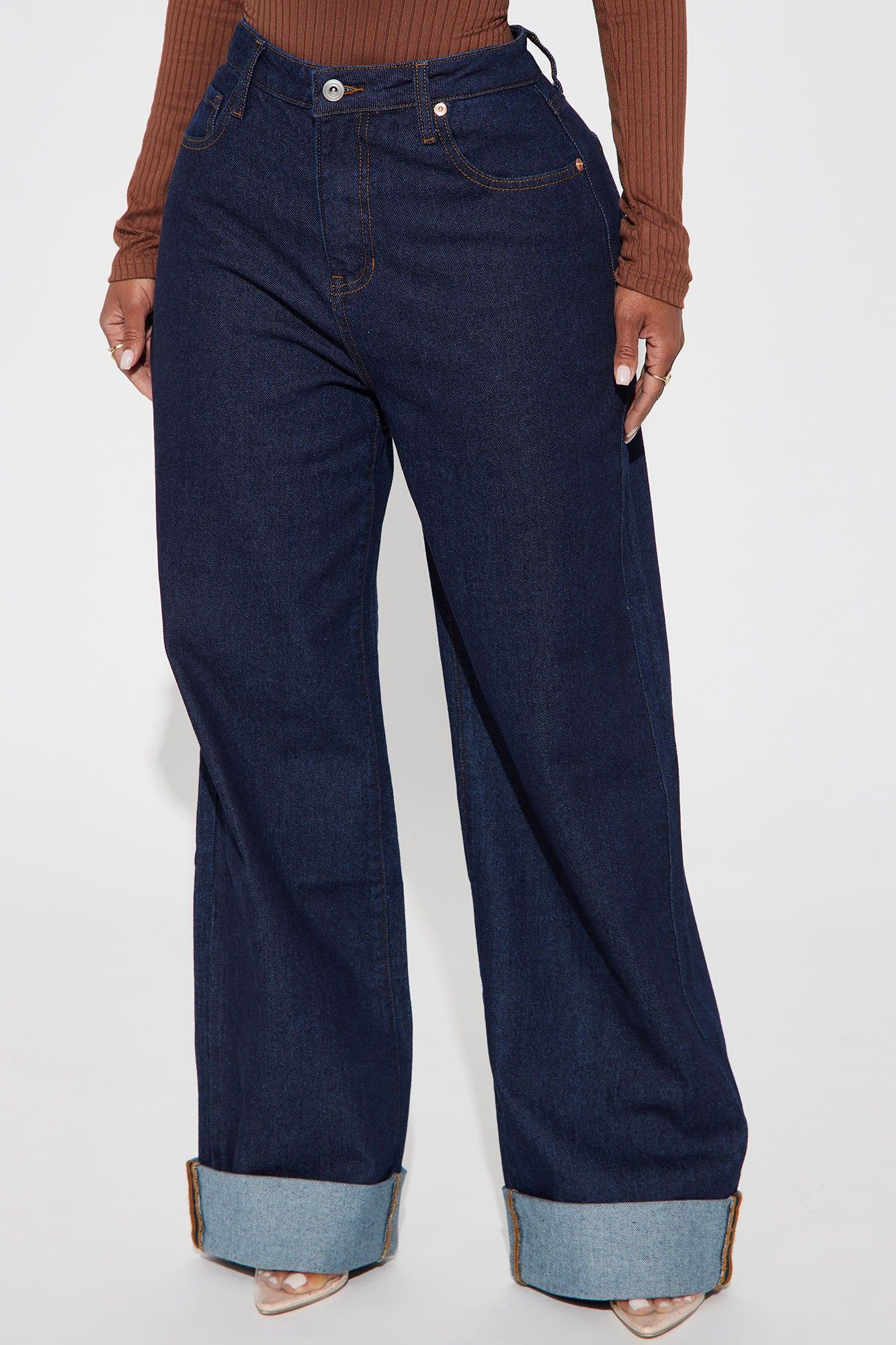 The Audacity Cuffed Wide Leg Jeans - Dark Wash sold by Fashion Nova product image thumbnail 2