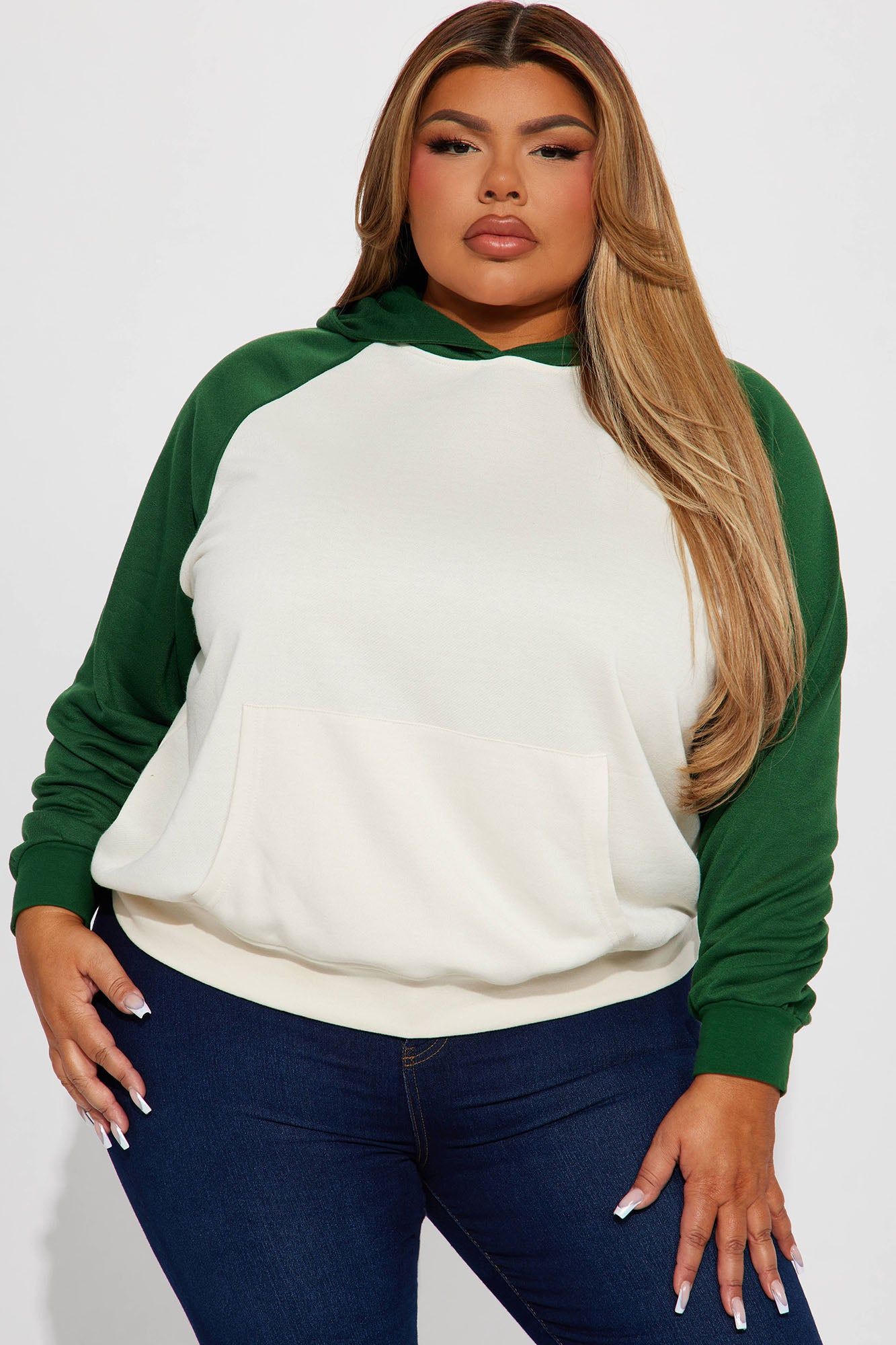 Eliana Colorblock Lounge Hoodie - Green/combo sold by Fashion Nova product image thumbnail 4
