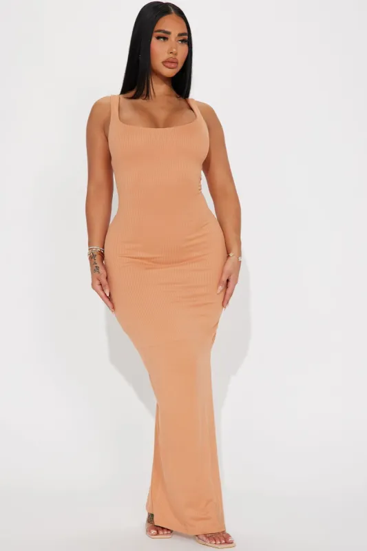 Alexis Ribbed Maxi Dress - Tan sold by Fashion Nova