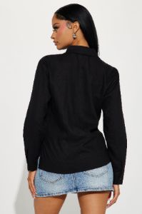 Ollie Linen Shirt - Black sold by Fashion Nova