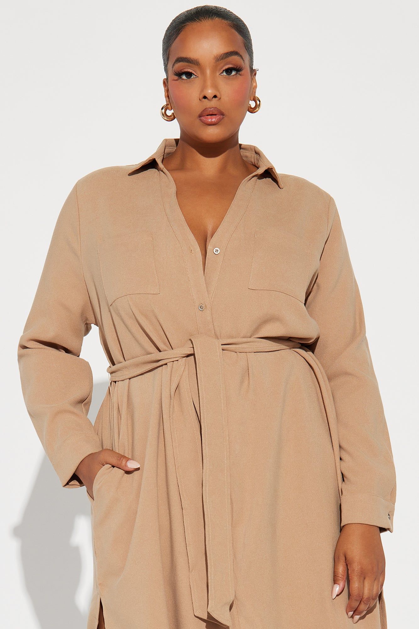 Gracie Button Down Maxi Dress - Tan sold by Fashion Nova product image thumbnail 5
