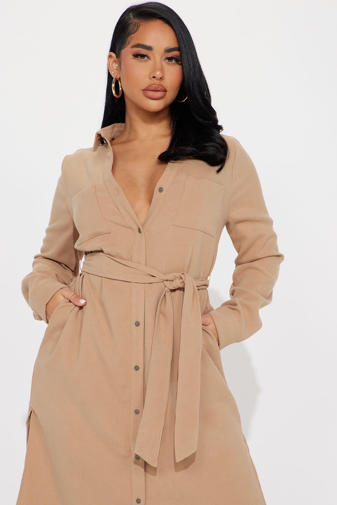 Gracie Button Down Maxi Dress - Tan sold by Fashion Nova product image thumbnail 2