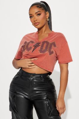 ACDC Studded Cropped Tee - Rust sold by Fashion Nova