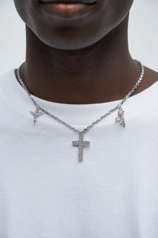 Solid Link Chain With Triple Pendant - Silver sold by Fashion Nova