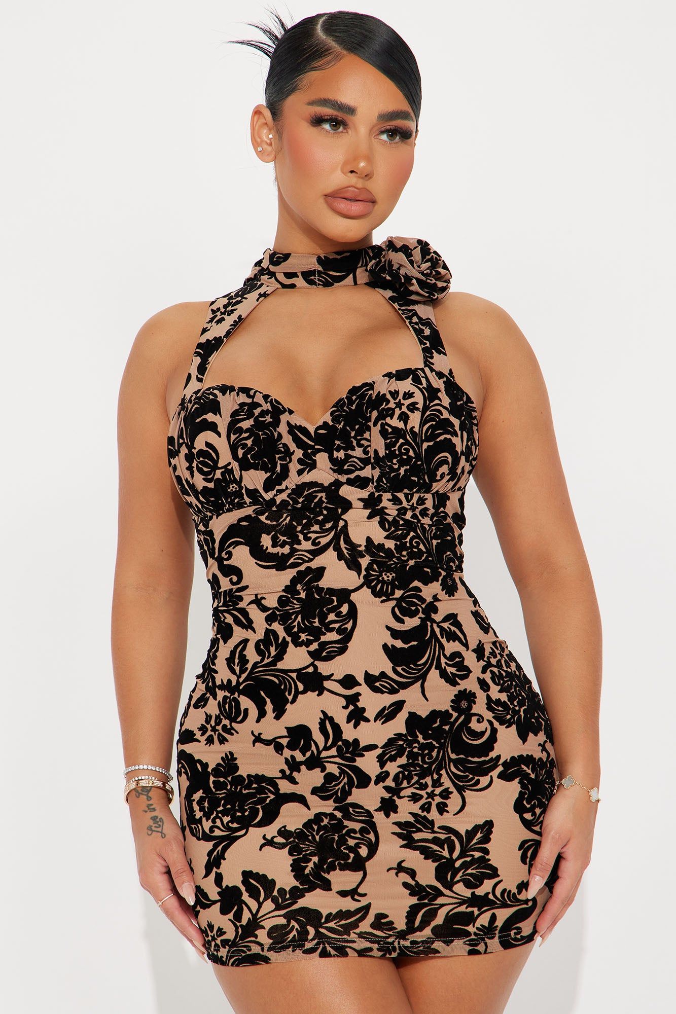 Lia Rose Mini Dress - Taupe sold by Fashion Nova