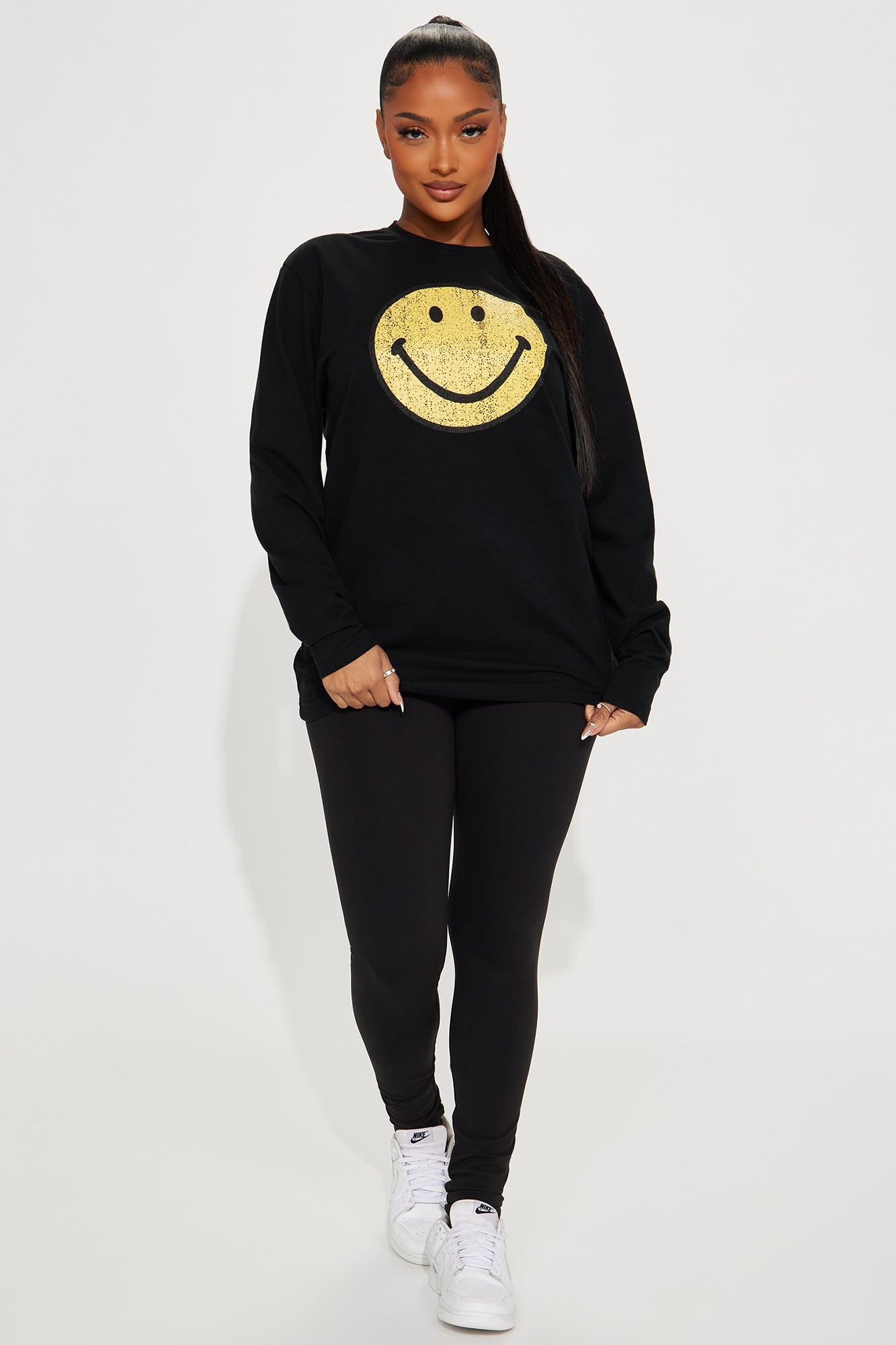 Always Smiling Legging Set - Black sold by Fashion Nova