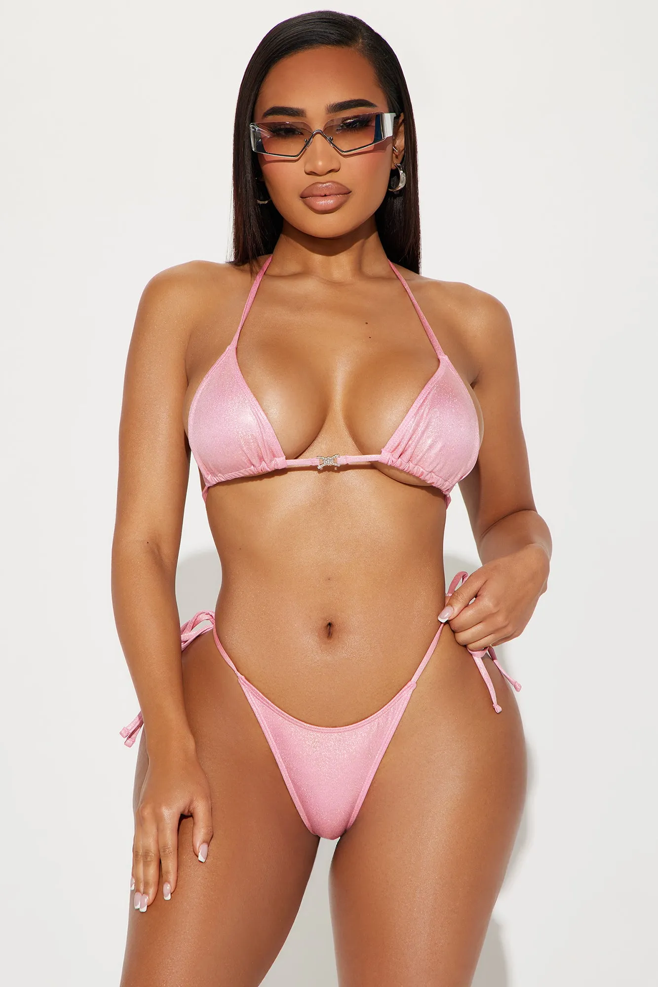 Madilynn Metallic 2 Piece Bikini - Pink sold by Fashion Nova