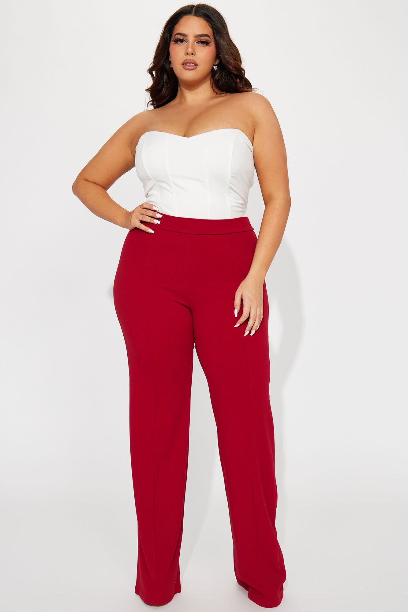 Tall Victoria High Waisted Dress Pants - Red sold by Fashion Nova