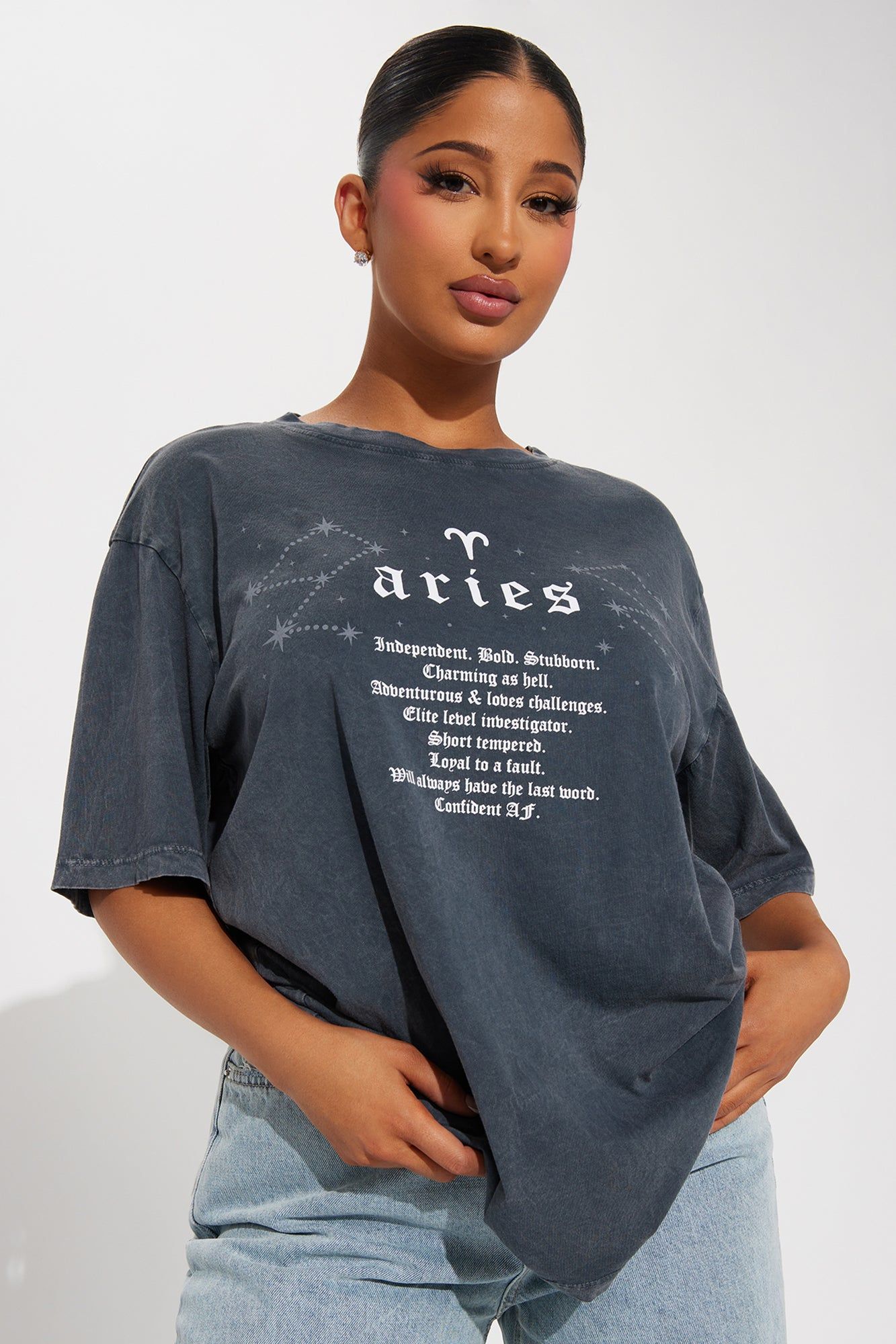 Aries Season Washed Top - Grey/combo sold by Fashion Nova