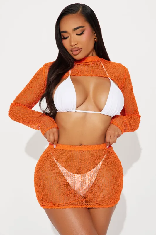 Jacqueline Crochet 2 Piece Swim Cover Up - Orange sold by Fashion Nova