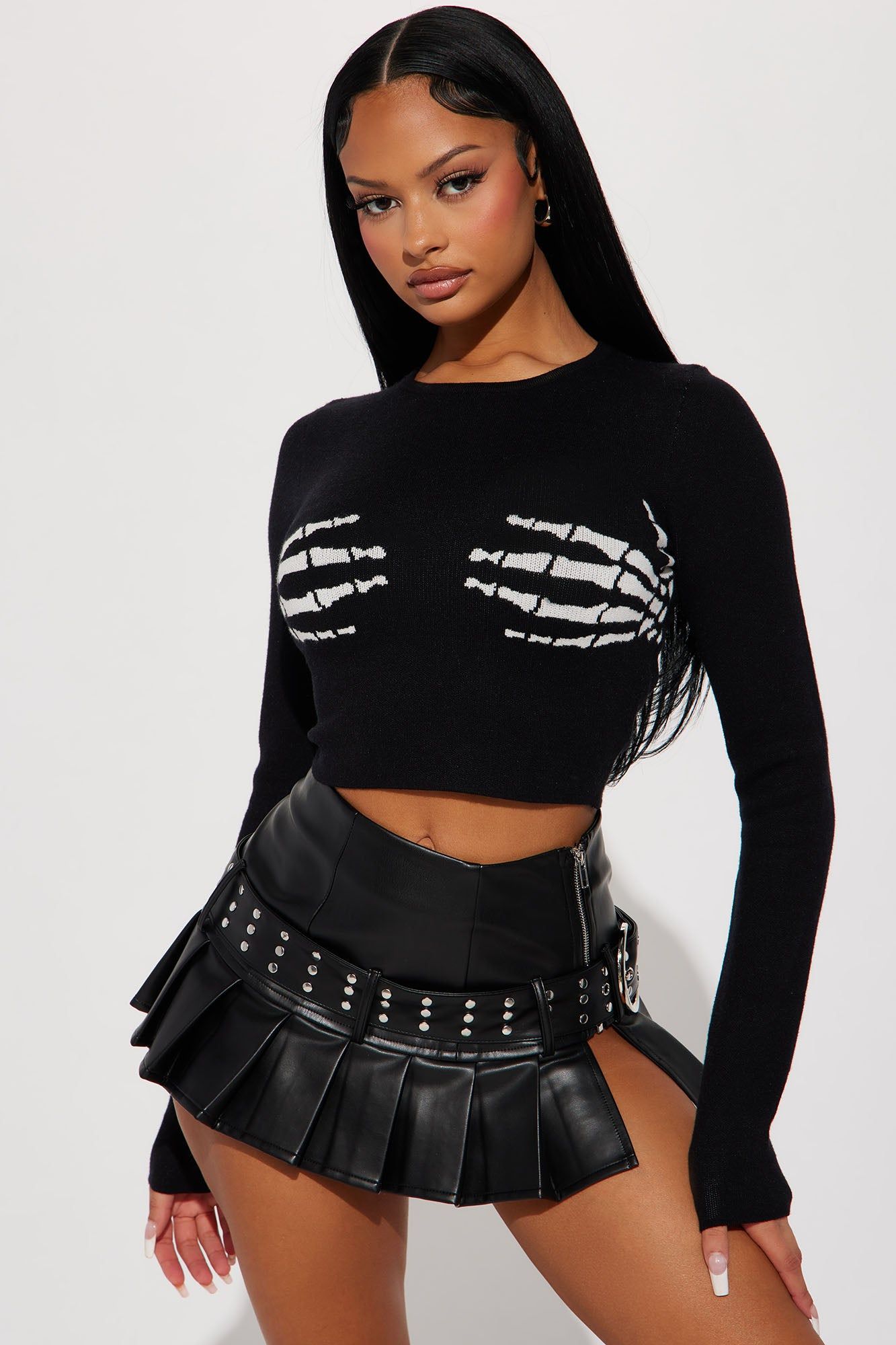 Skeleton Touch Sweater - Black/White sold by Fashion Nova