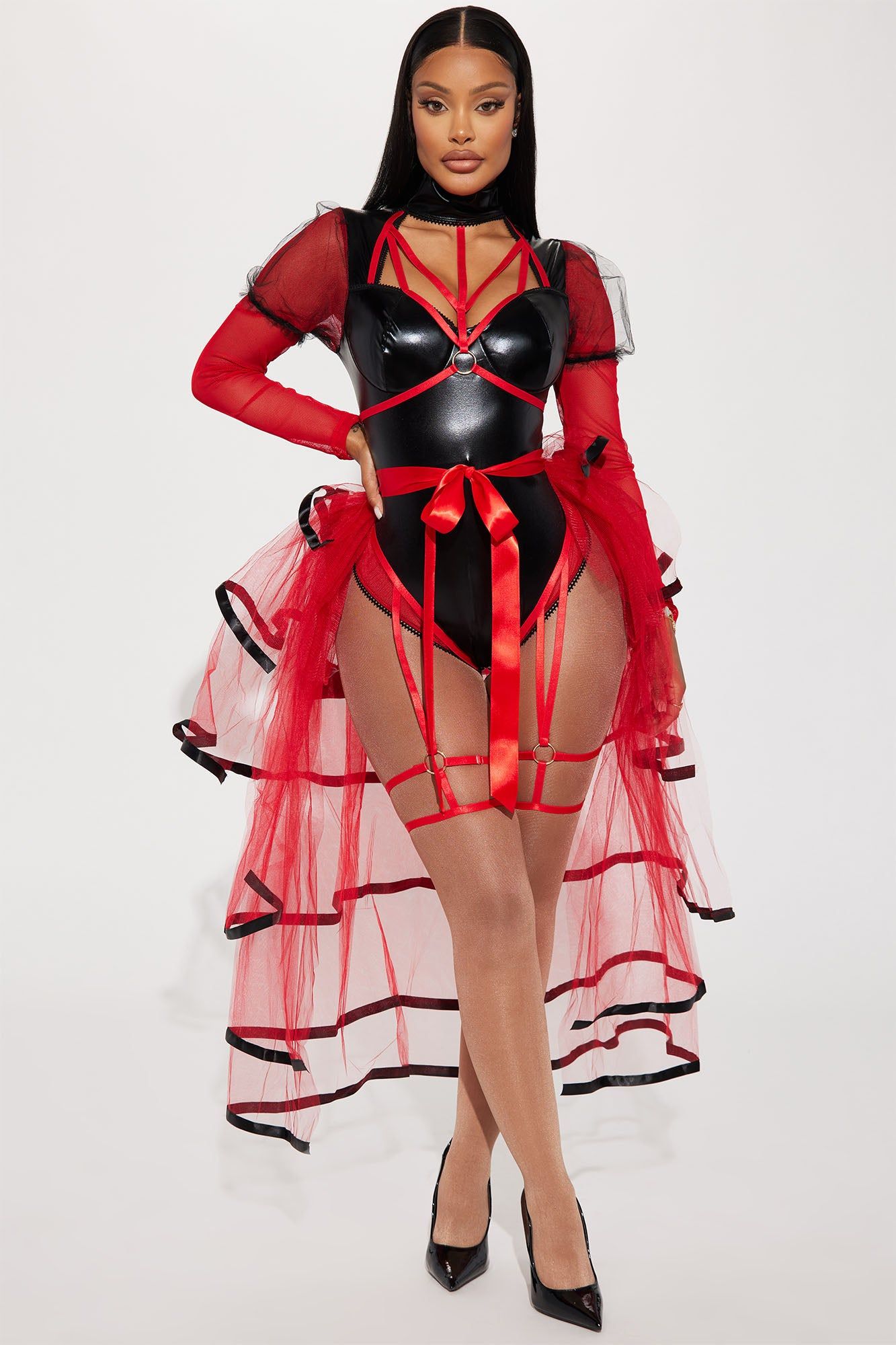 Sultry Demon 2 Piece Costume Set - Black/Red sold by Fashion Nova