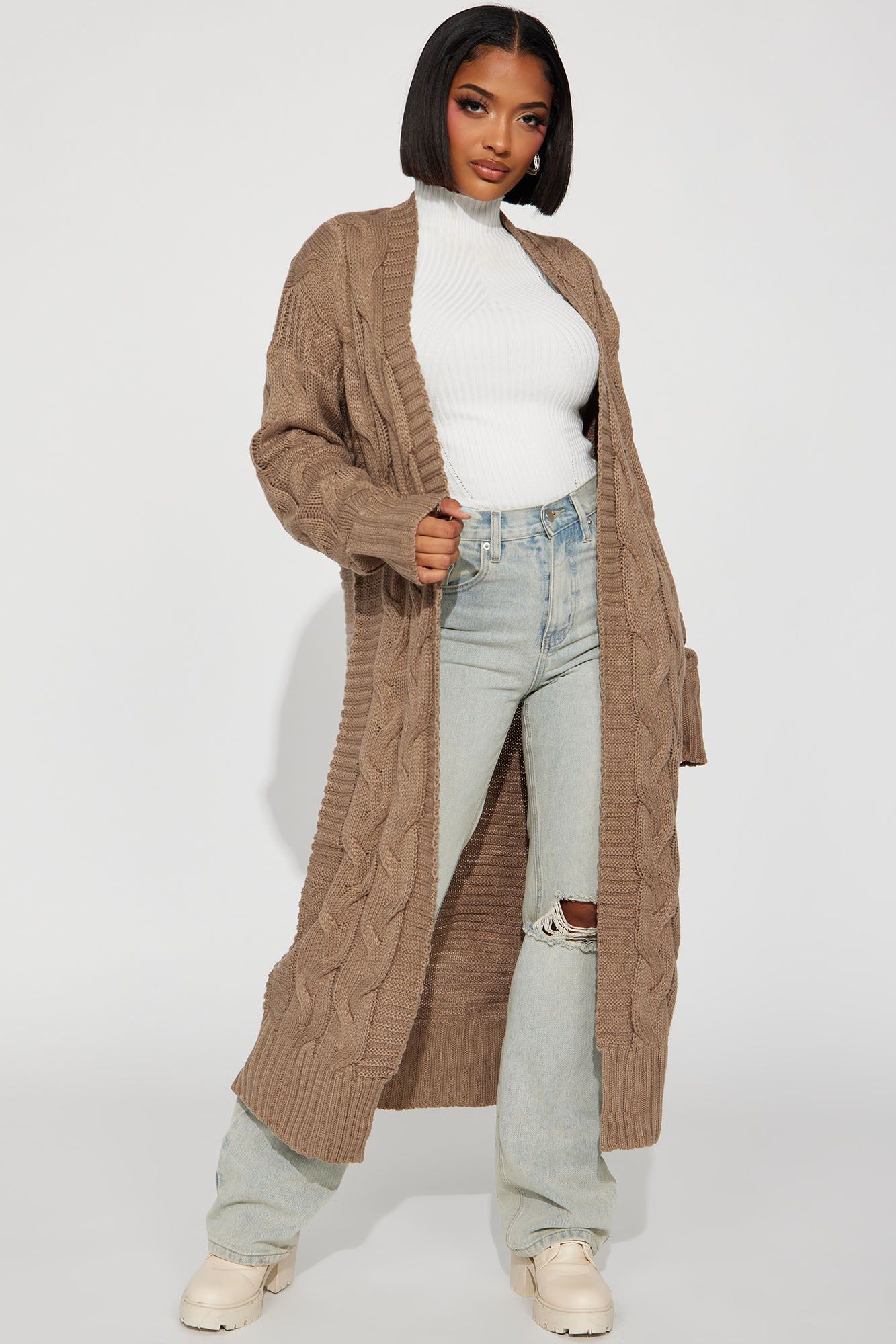 Aneria Cardigan - Taupe sold by Fashion Nova