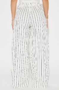 Coastal Babe Pinstripe Wide Leg Pant - White sold by Fashion Nova