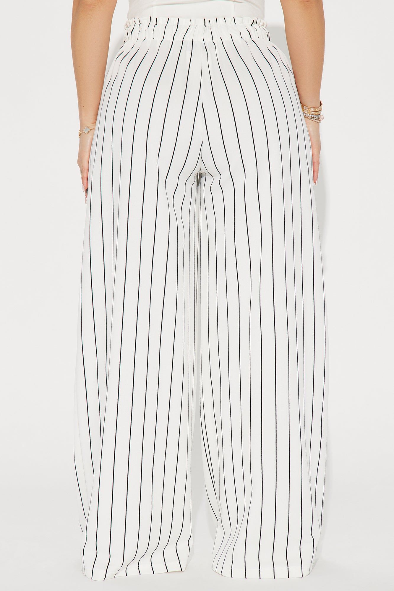 Coastal Babe Pinstripe Wide Leg Pant - White sold by Fashion Nova product image thumbnail 3