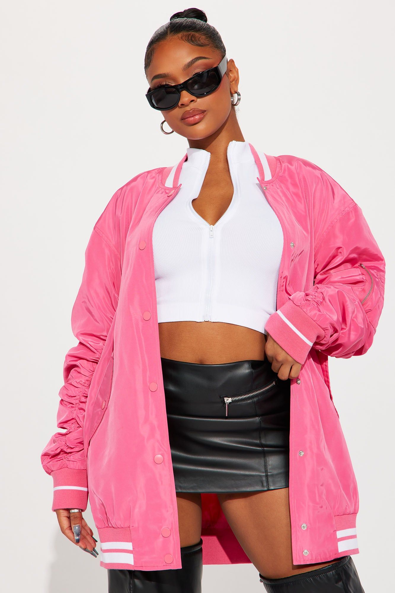 Jayda Varsity Jacket - Pink sold by Fashion Nova