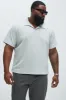 Duval Textured Knit Johnny Collar Shirt - Grey sold by Fashion Nova
