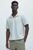 Duval Textured Knit Johnny Collar Shirt - Grey sold by Fashion Nova