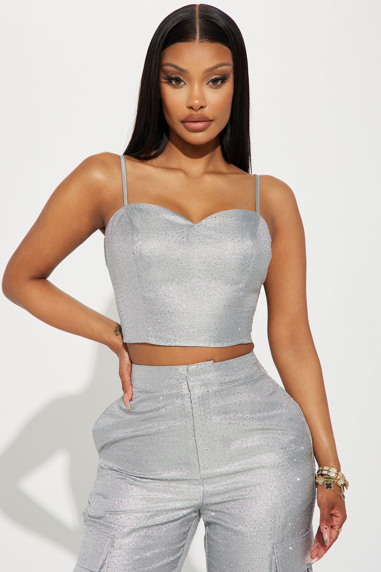 Pure Attraction Metallic Pant Set - Silver sold by Fashion Nova product image thumbnail 2
