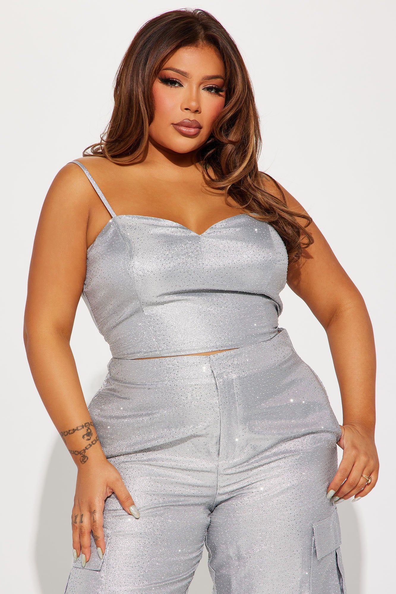 Pure Attraction Metallic Pant Set - Silver sold by Fashion Nova product image thumbnail 5