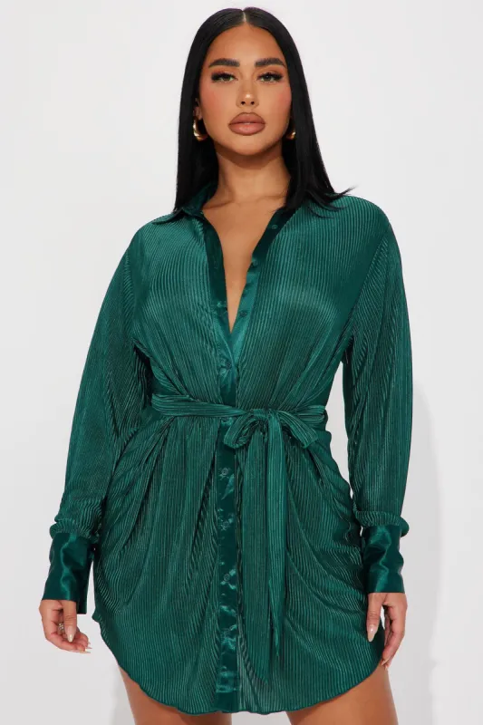 Bailey Plisse Mini Dress - Hunter sold by Fashion Nova