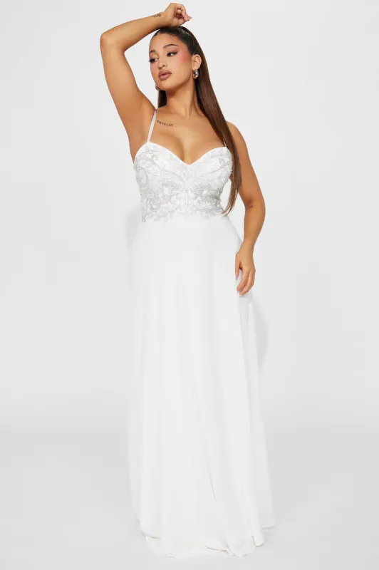 Gracie Chiffon Gown - Off White sold by Fashion Nova