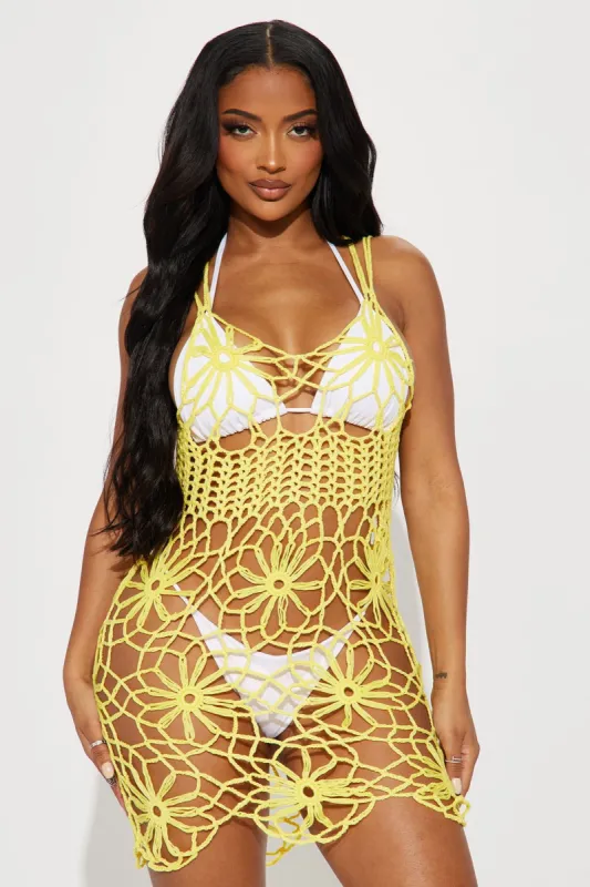 Paisley Crochet Cover Up Dress - Yellow sold by Fashion Nova