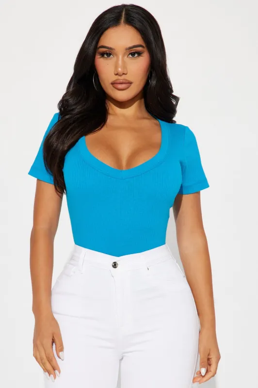 Irene Ribbed Baby Tee - Turquoise sold by Fashion Nova