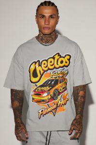 Cheetos Flamin' Hot Racing Oversized Short Sleeve Tee - Grey sold by Fashion Nova