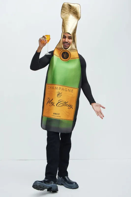 Champagne Bottle 1 Piece Tunic Costume - Gold/combo sold by Fashion Nova