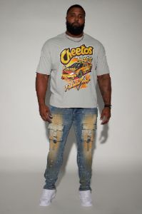Cheetos Flamin' Hot Racing Oversized Short Sleeve Tee - Grey sold by Fashion Nova