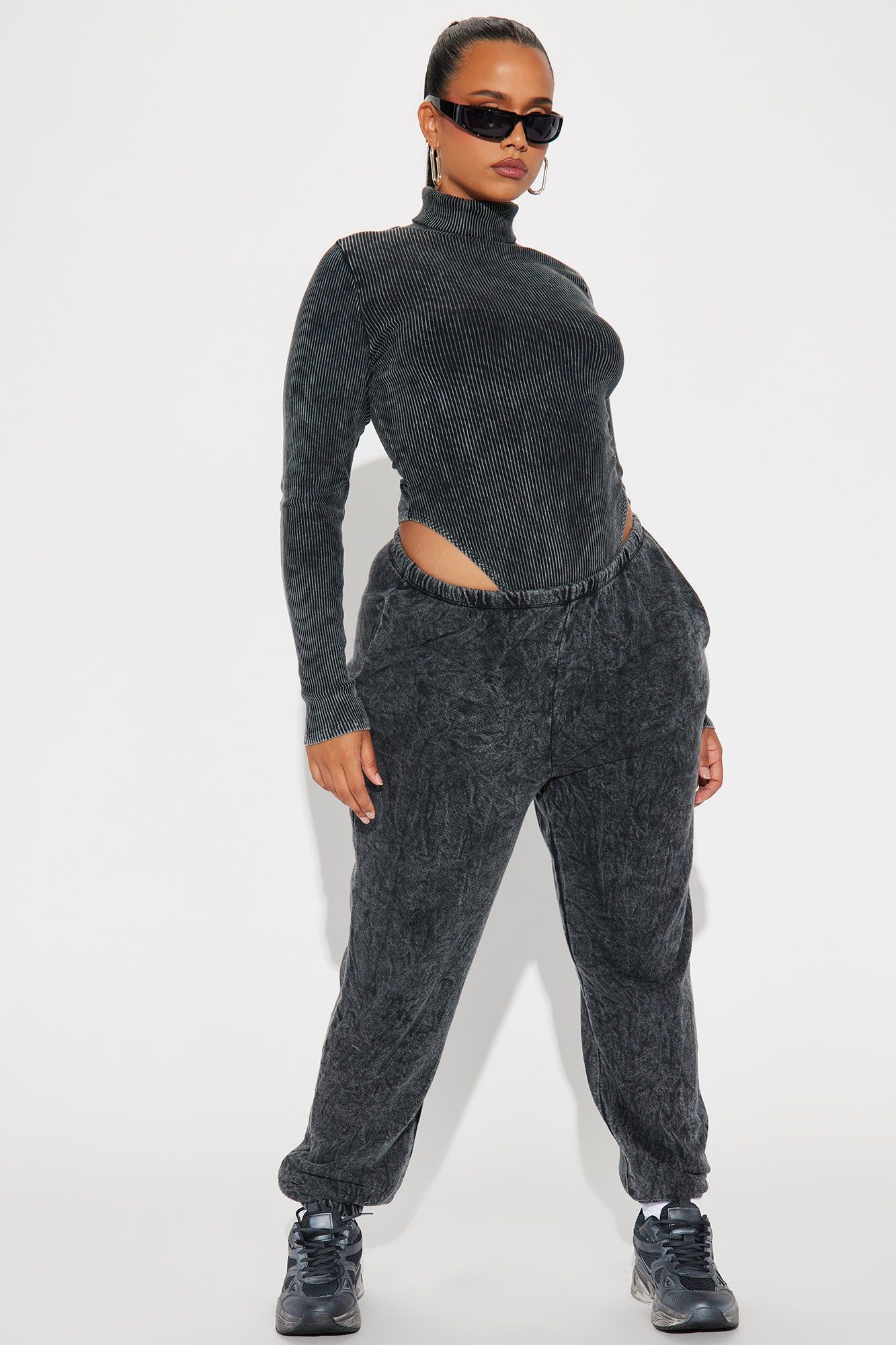 Never Again Mineral Wash Jogger Set - Black sold by Fashion Nova product image thumbnail 5