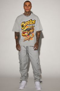 Cheetos Flamin' Hot Racing Oversized Short Sleeve Tee - Grey sold by Fashion Nova