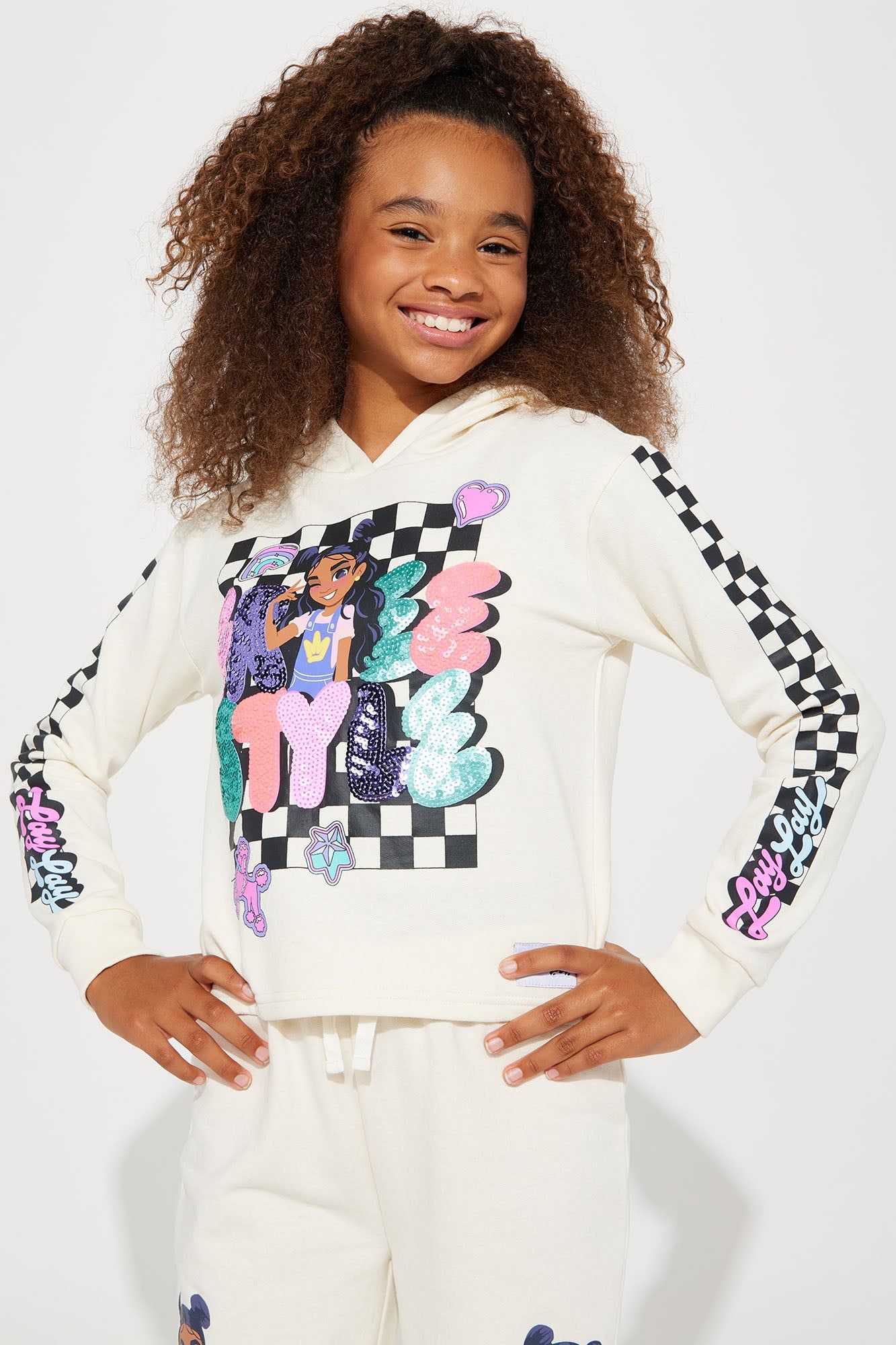 Mini Lay Lay Freestyle Fleece Jogger Set - Ivory sold by Fashion Nova product image thumbnail 2