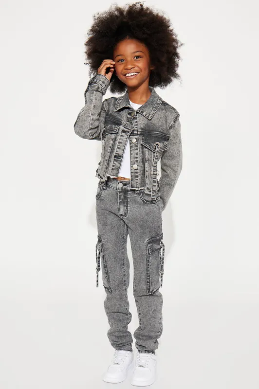 Mini Stand By Me Denim Jean & Jacket Set - Black Wash sold by Fashion Nova