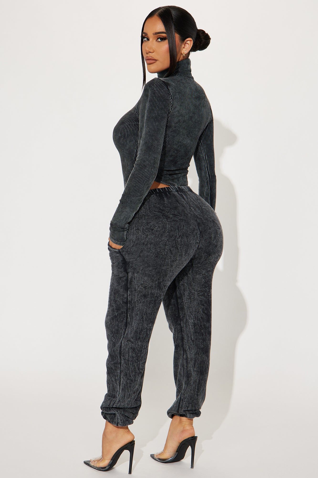 Never Again Mineral Wash Jogger Set - Black sold by Fashion Nova product image thumbnail 4