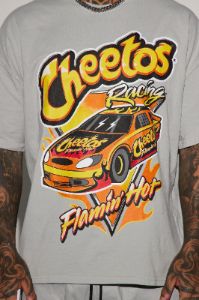 Cheetos Flamin' Hot Racing Oversized Short Sleeve Tee - Grey sold by Fashion Nova