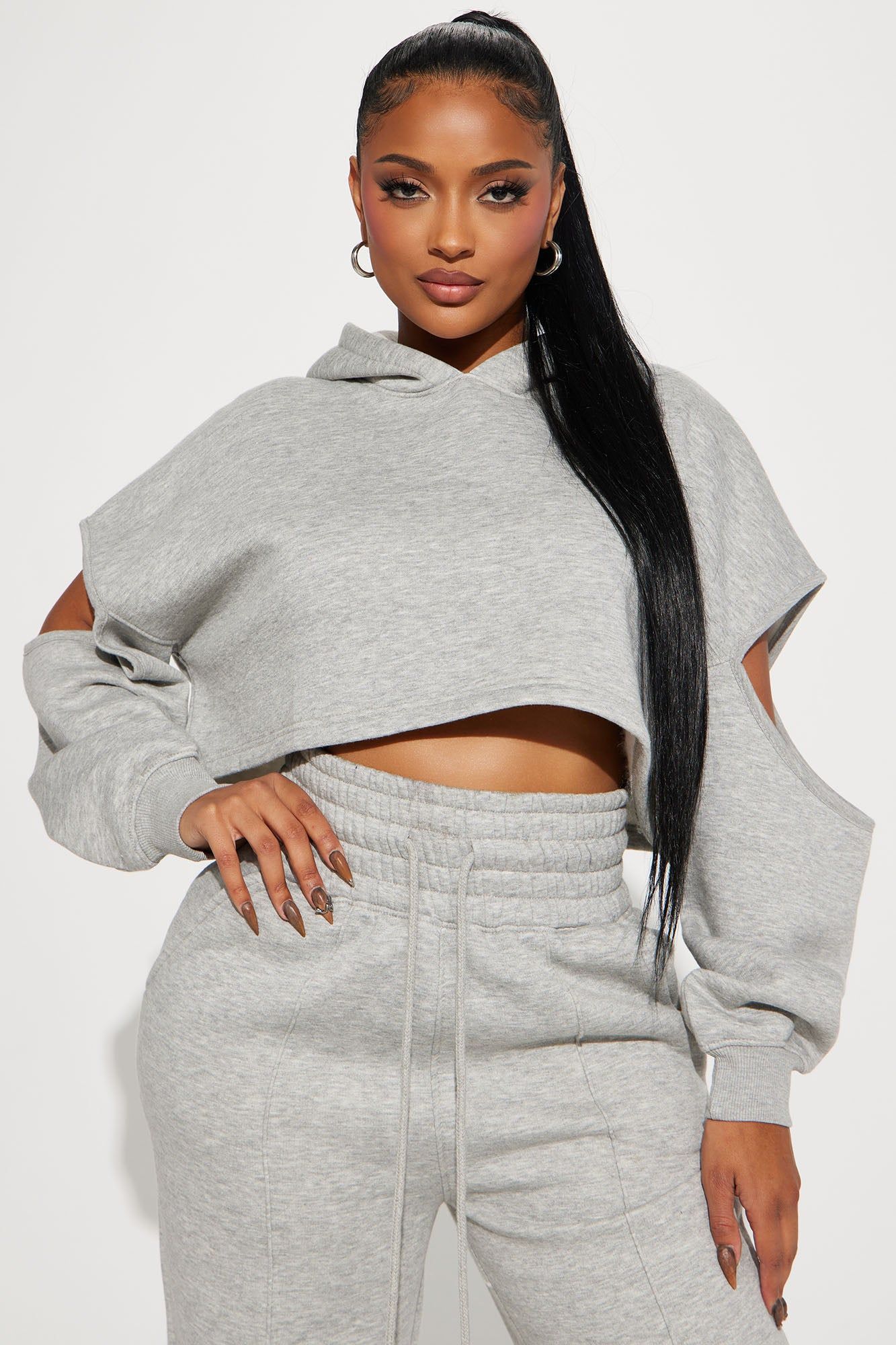 Daily Routine Fleece Pant Set - Heather Grey sold by Fashion Nova product image thumbnail 2