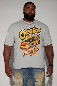 Cheetos Flamin' Hot Racing Oversized Short Sleeve Tee - Grey sold by Fashion Nova