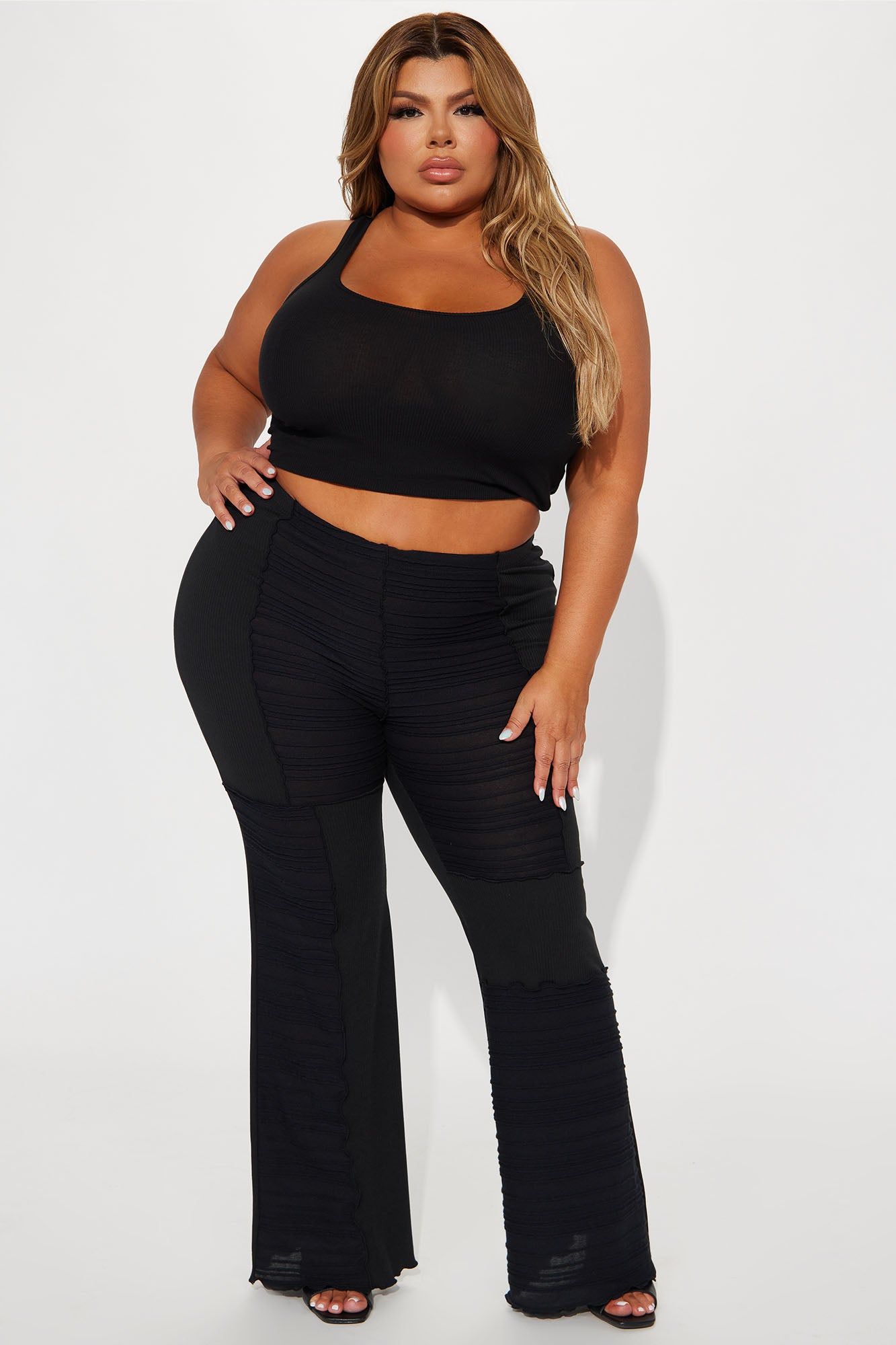 Let's Wait Textured Flare Pant - Black sold by Fashion Nova product image thumbnail 4