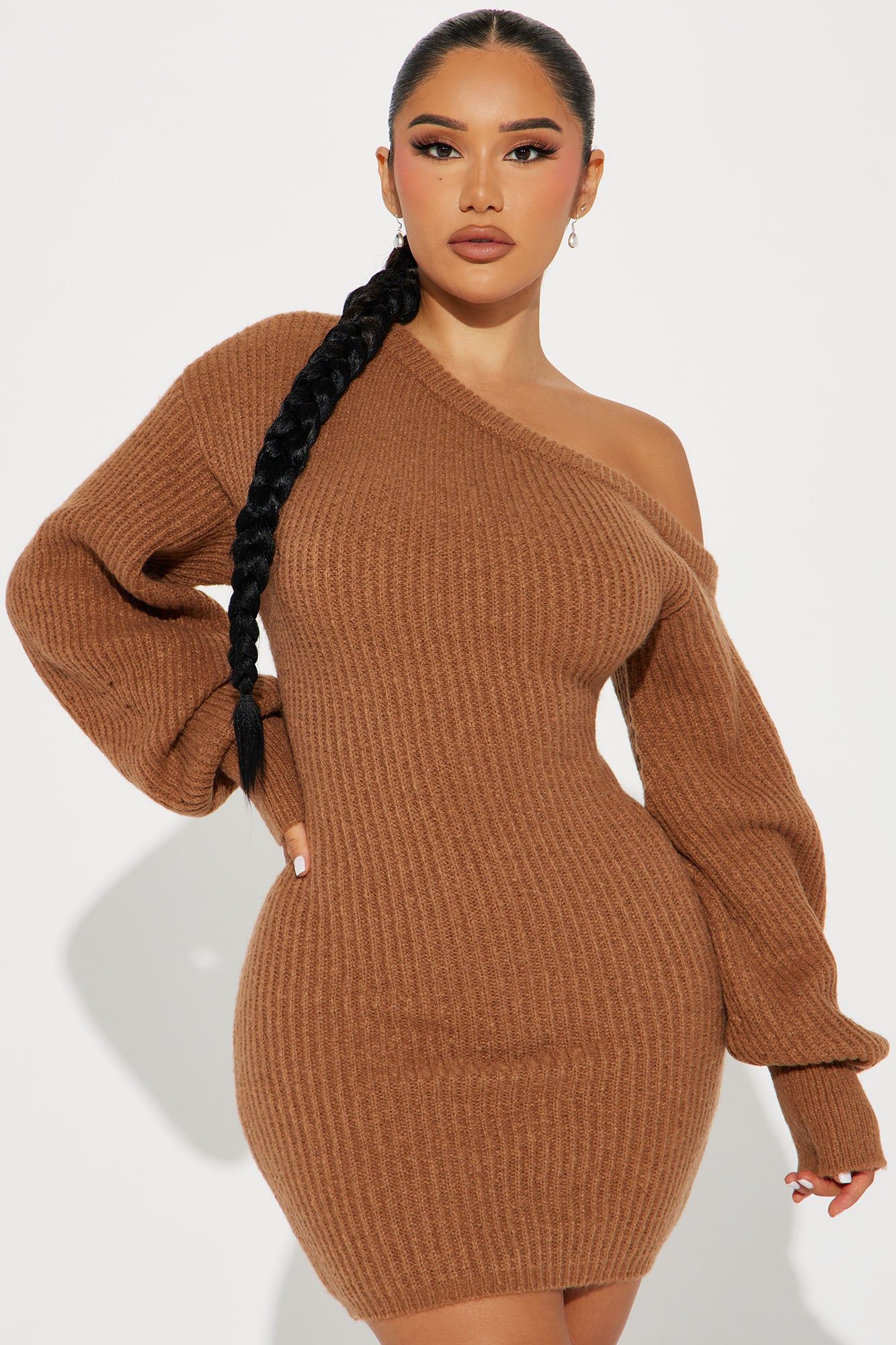 Sophie Sweater Mini Dress - Mocha sold by Fashion Nova