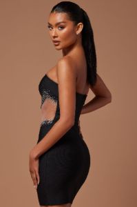 Nights In Milan Embellished Mini Dress - Black sold by Fashion Nova