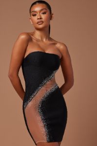 Nights In Milan Embellished Mini Dress - Black sold by Fashion Nova