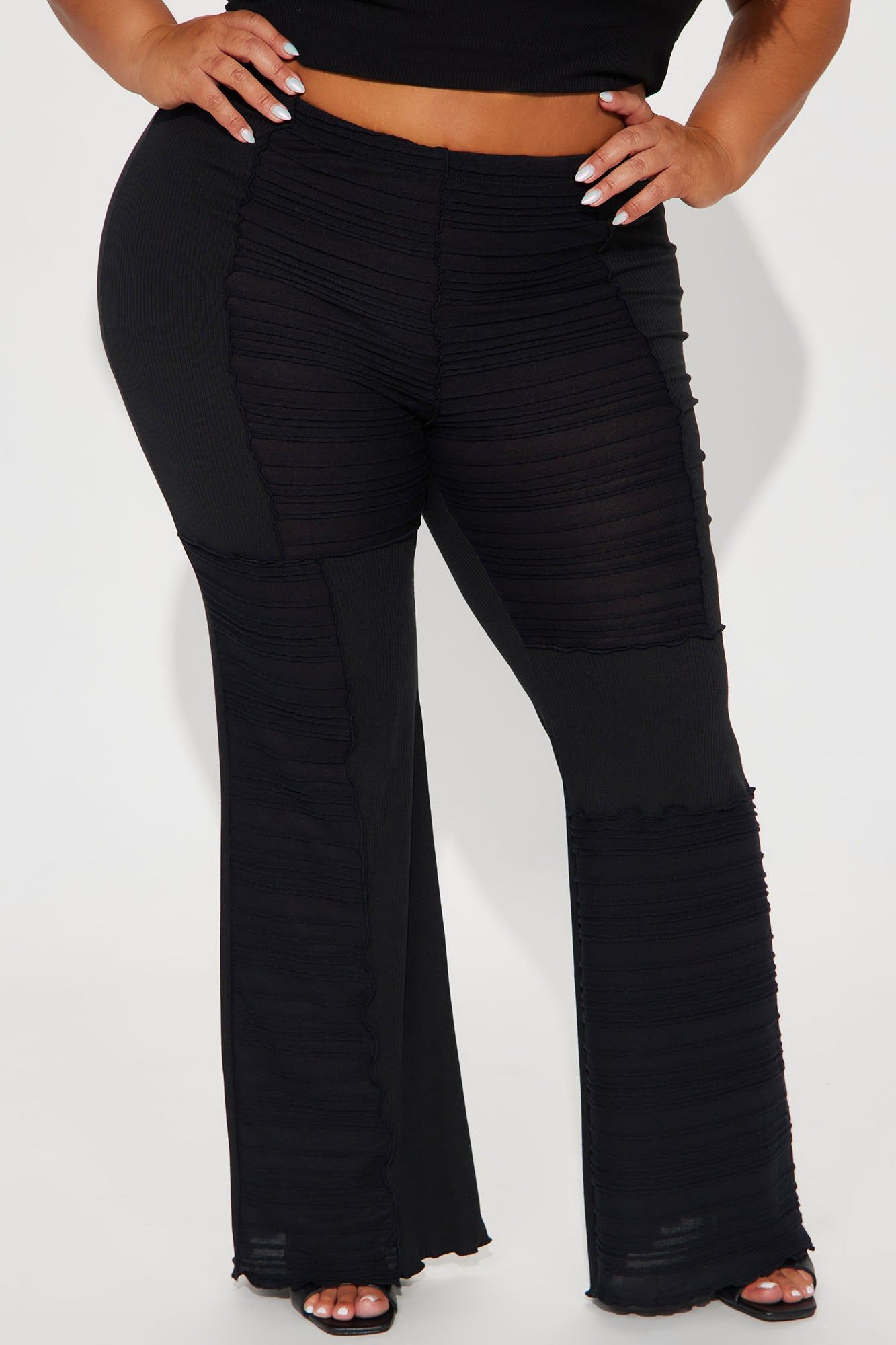Let's Wait Textured Flare Pant - Black sold by Fashion Nova product image thumbnail 5