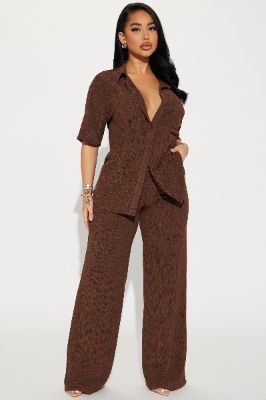Vacay Vibes Pant Set - Brown sold by Fashion Nova